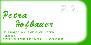 petra hofbauer business card